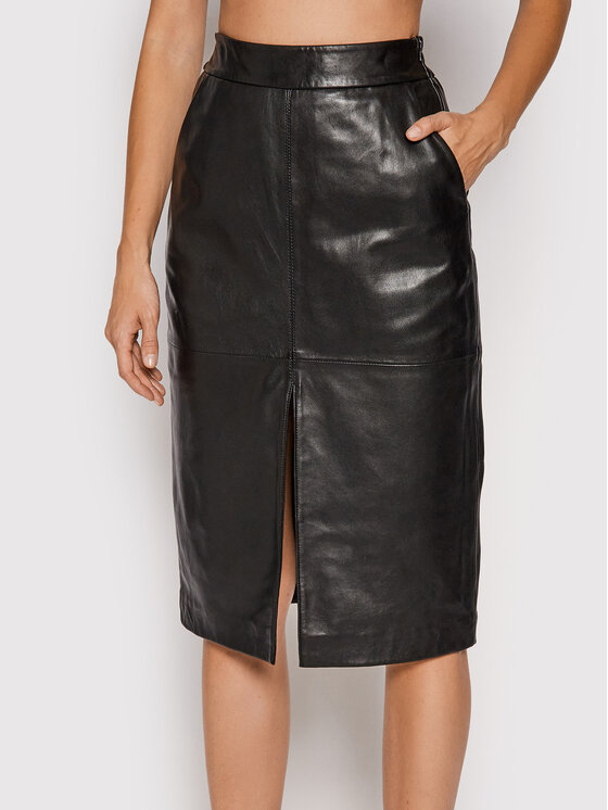 Trussardi Trussardi Кожена пола 56G00146 Черен Regular Fit