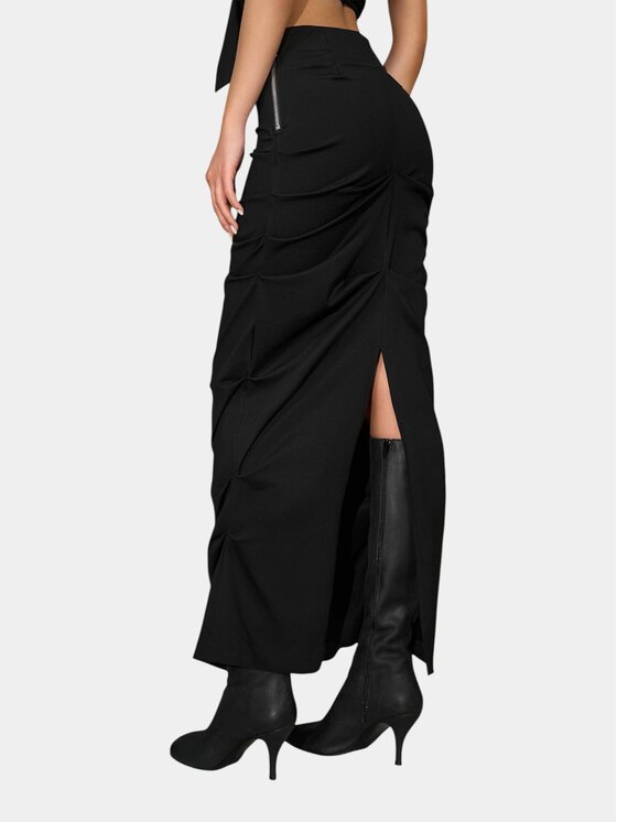 MADE BY SOCIETY MADE BY SOCIETY Spódnica maxi STRATA Skirt - F27319 Czarny Basic Fit