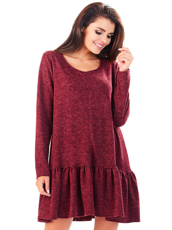 Awama Awama Každodenné šaty L056 Bordová Basic Fit