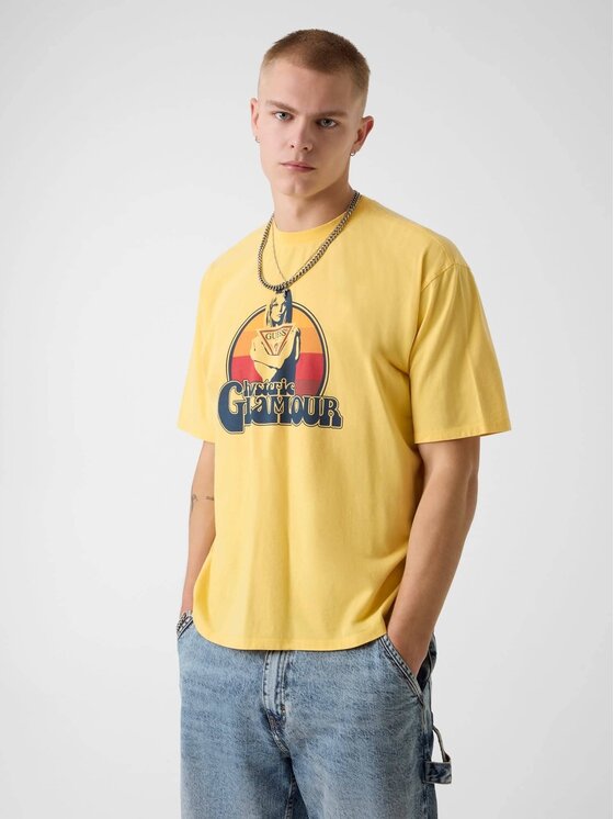 Guess Jeans Guess Jeans T-Shirt 182491 Žlutá Classic Fit