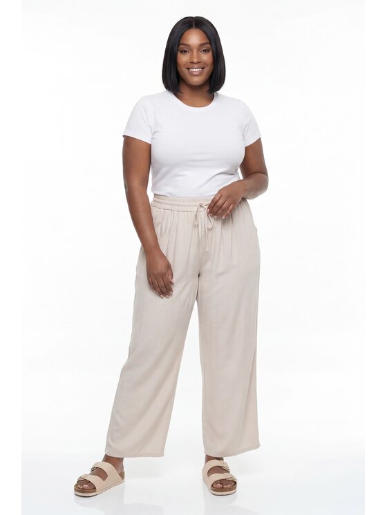 FIGL FIGL Παντελόνι Palazzo M1298 Μπεζ Regular Fit