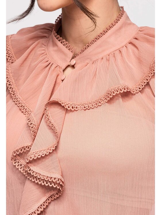 Ombre Ombre Bluzka OW-TS-E0005 Różowy ciemny Loose Fit
