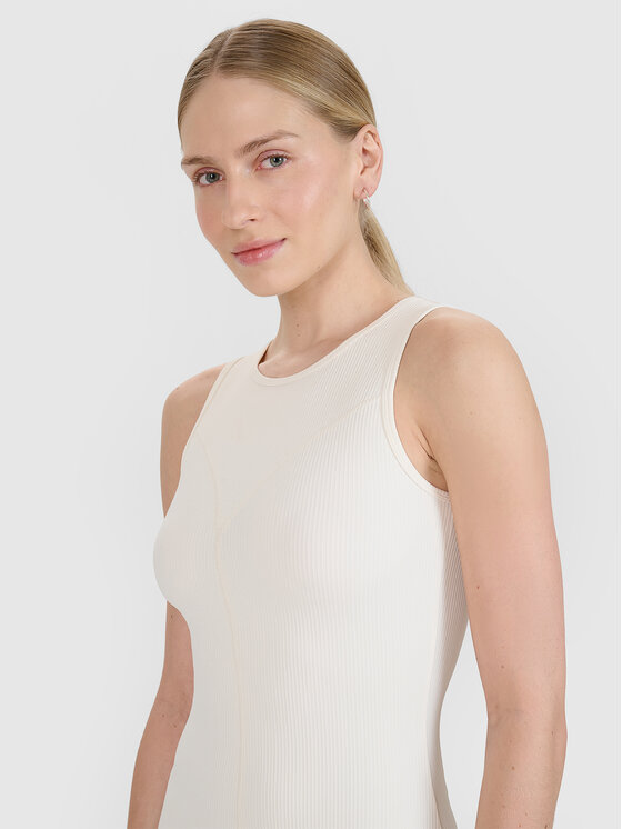 4F 4F Sukienka dzianinowa MIDSHOP TEXTILE Biały Slim Fit