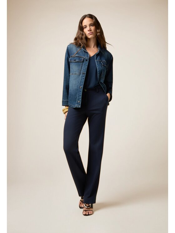 Oltre Oltre Pantaloni di tessuto P046R108804N034 Blu Regular Fit