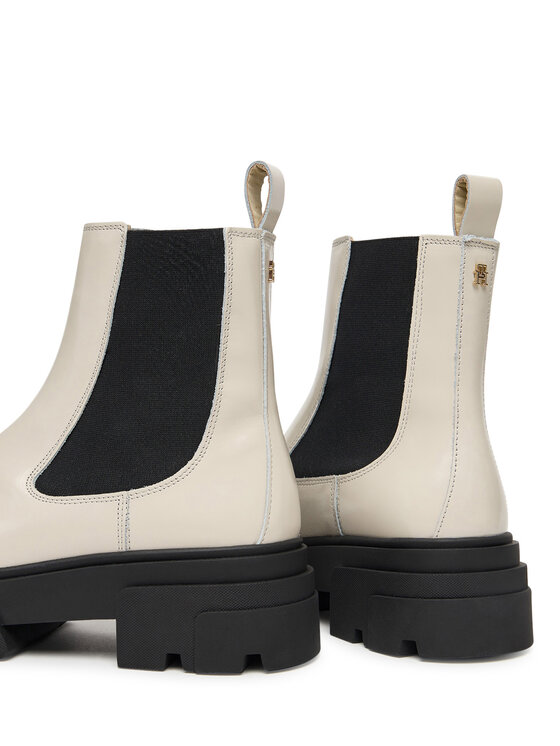 Tommy Hilfiger Tommy Hilfiger Členková obuv s elastickým prvkom Shiny FW0FW09042 Béžová