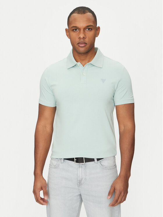 Guess Guess Тениска с яка и копчета M5GP66 J1314 Зелен Regular Fit