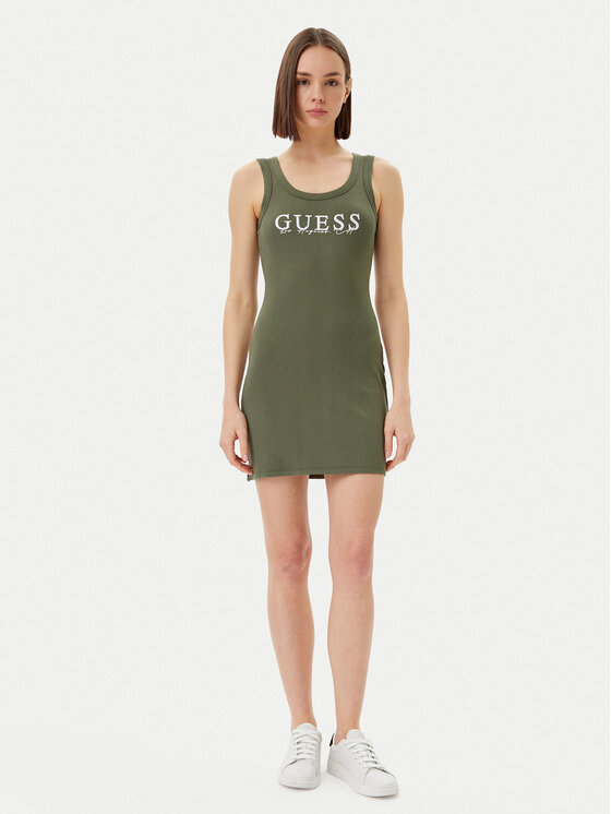 Guess Guess Každodenní šaty V5GK06 K8RT2 Zelená Slim Fit