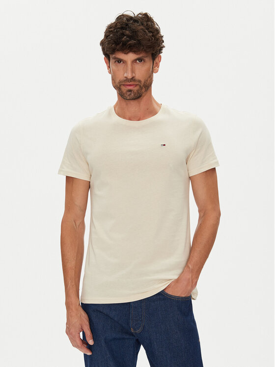 Tommy Jeans Tommy Jeans Marškinėliai DM0DM04411 Smėlio Slim Fit