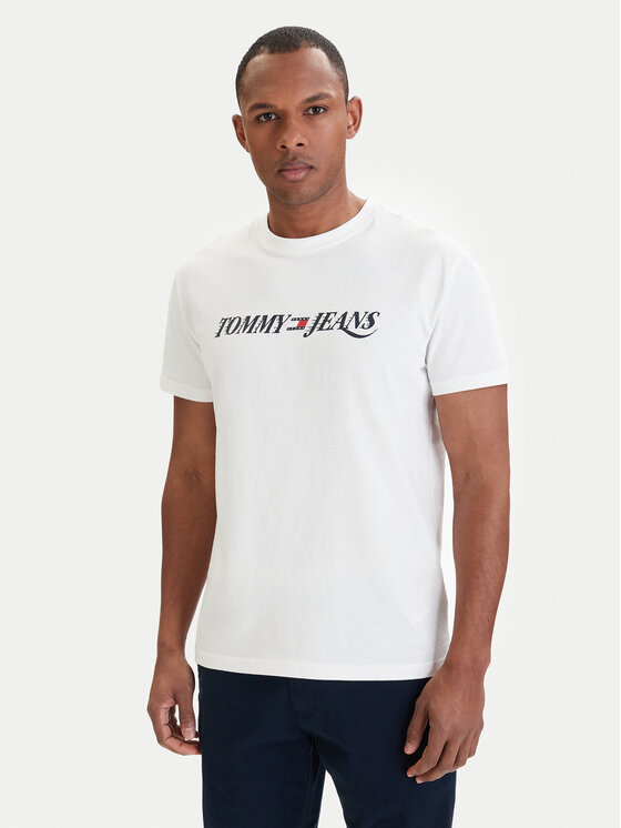 Tommy Jeans Tricou DM0DM22548 Alb Regular Fit