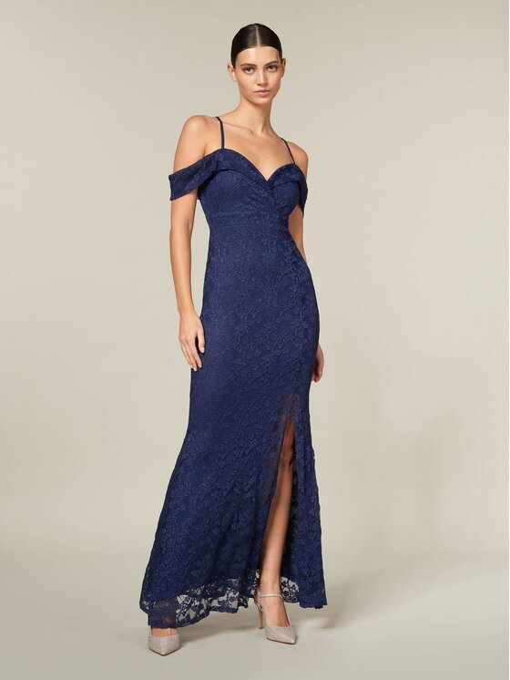 Rinascimento Rinascimento Abito da cocktail ABITO A SIRENA IN PIZZO Blu Slim Fit