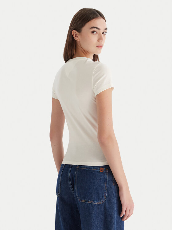 Tommy Jeans Tommy Jeans Marškinėliai Bling Linear DW0DW21550 Balta Slim Fit