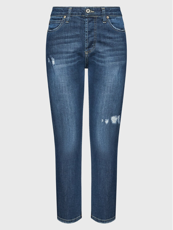 Please Jeans hlače P66MBQ2NGR Mornarsko modra Slim Fit
