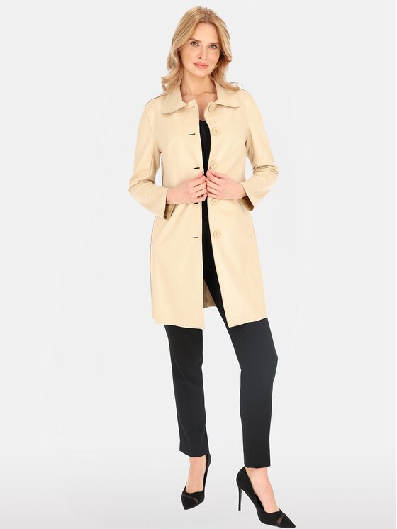 Perso Perso Płaszcz przejściowy BLE252675F Beżowy Regular Fit