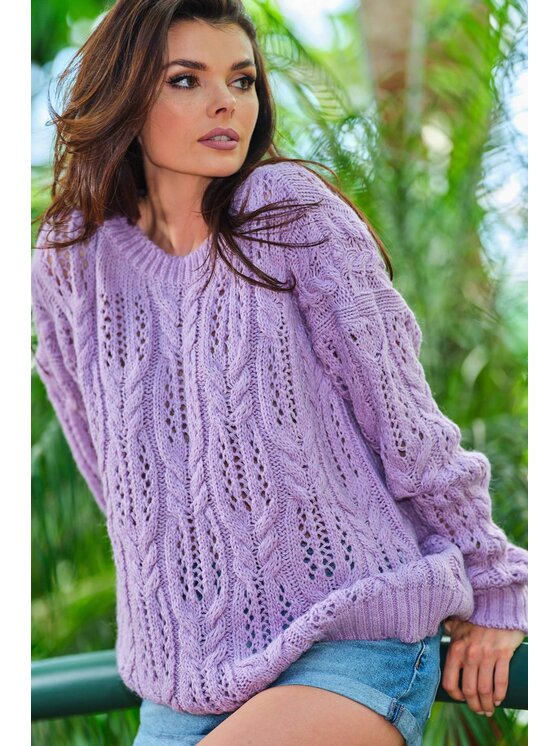 Awama Awama Sweter A444 Fioletowy Basic Fit