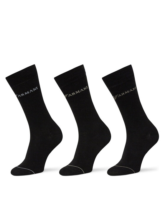 Set de 3 perechi de șosete lungi pentru bărbați Emporio Armani EM000554 AF12276 MC061 Negru
