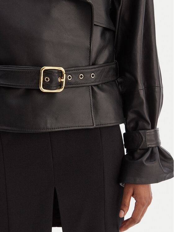 HUGO HUGO Giacca di pelle Lanitte 50560068 Nero Relaxed Fit