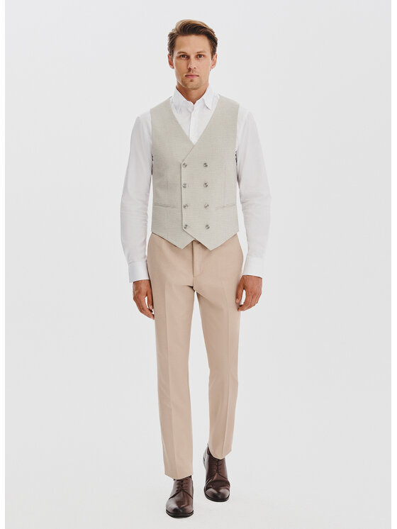 Pako Lorente Pako Lorente Kamizelka garniturowa P25WF-8X-006 Beżowy Slim Fit