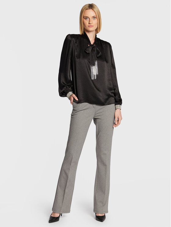 Nissa Nissa Bluzka TOP13614 Czarny Regular Fit