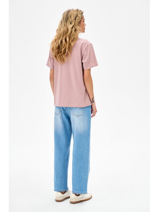 blue shadow blue shadow T-Shirt Mango Różowy Regular Fit