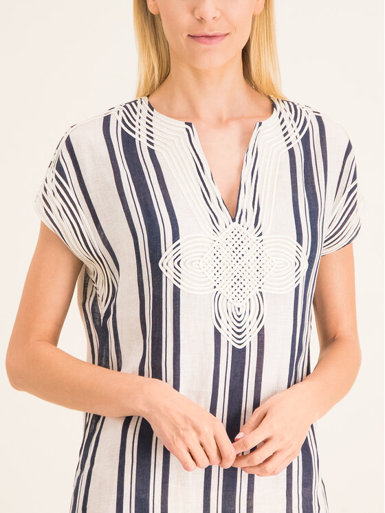 Tory Burch Tory Burch Sukienka letnia Awning Stripe Caftan 57114 Beżowy Regular Fit
