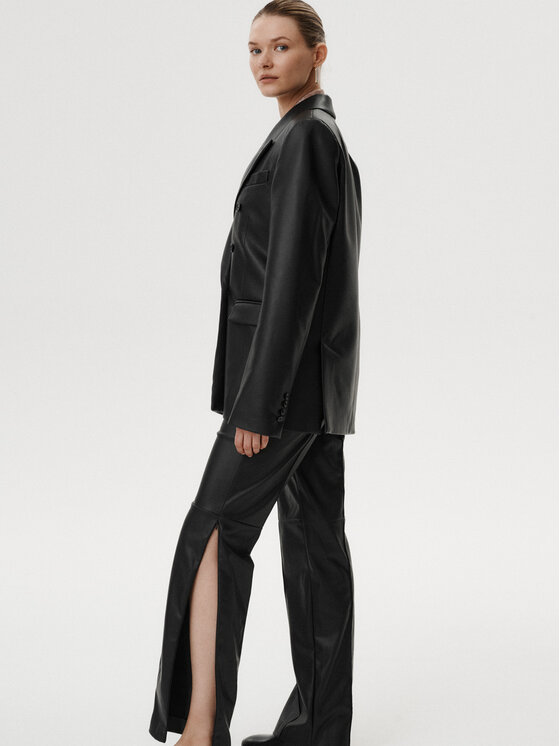 MARI PRETI MARI PRETI Pantaloni di pelle Arvella Nero Regular Fit