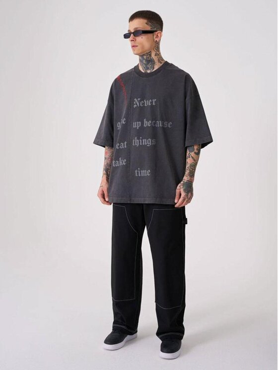 Machinist Machinist T-Shirt Koszulka Z Krótkim Rękawem Męska Ciemna Szara Machinist Premium Washing Just Be Real M Szary Regular Fit