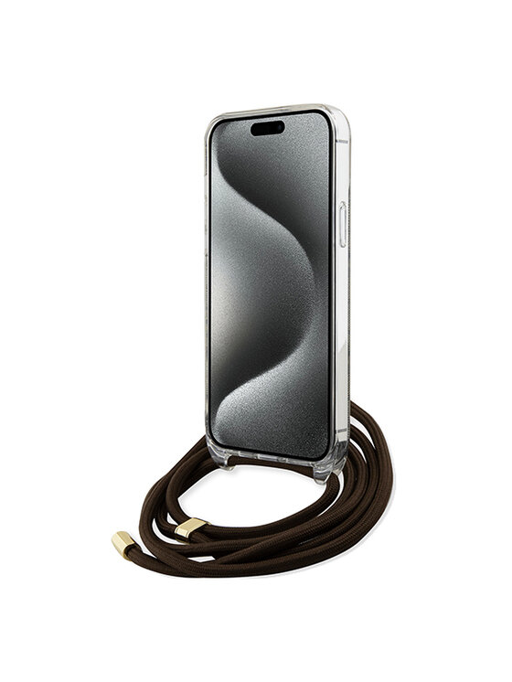 Guess Guess Etui na telefon iPhone 15 Pro Brązowy