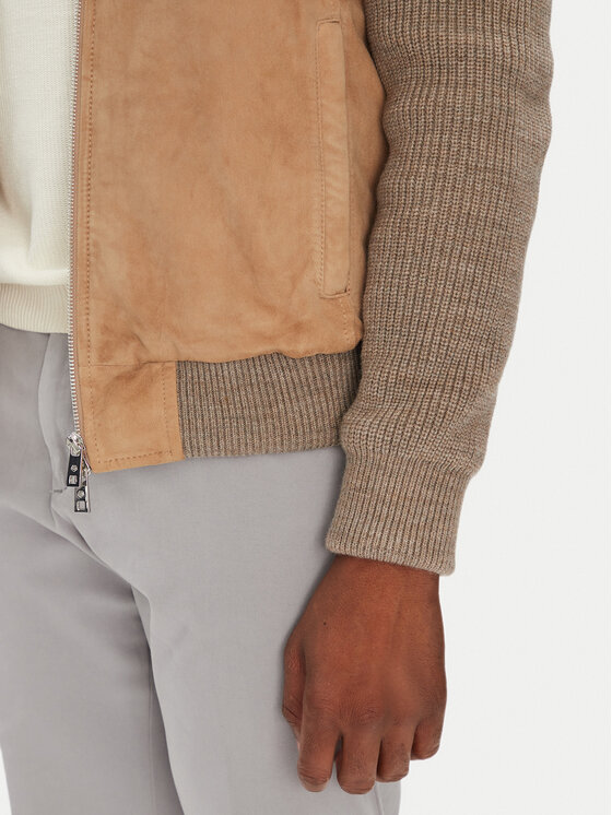 Milestone Milestone Кожено яке MSNicolas 531628 60690 Бежов Regular Fit