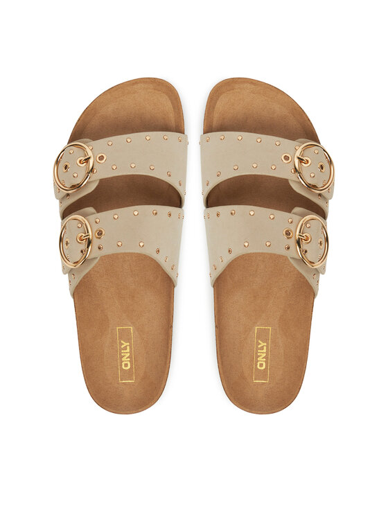 ONLY Shoes ONLY Shoes Klapki Onlmaxi-15 Pu Studs Buckle 15341190 Écru