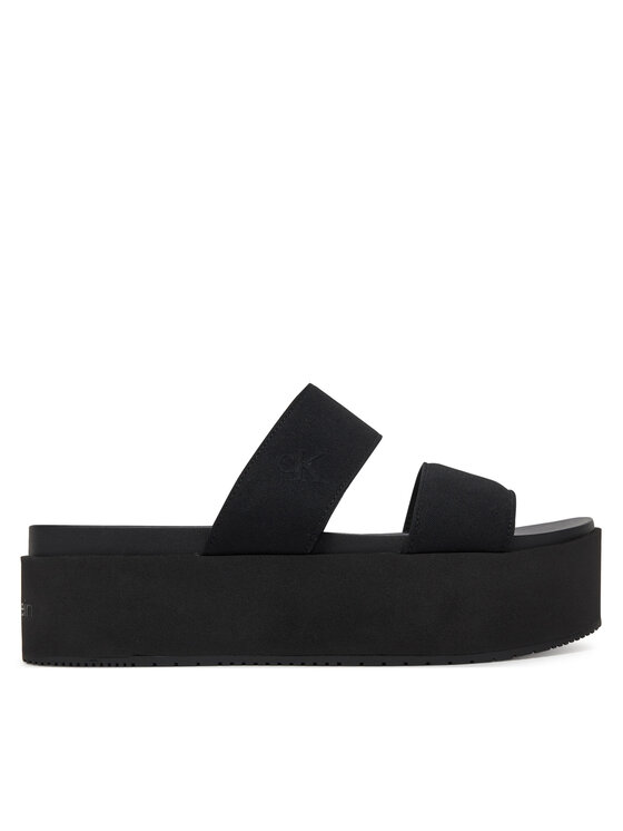 Şlapi Calvin Klein Jeans Flatform Sandal Webbing In YW0YW01789 Negru