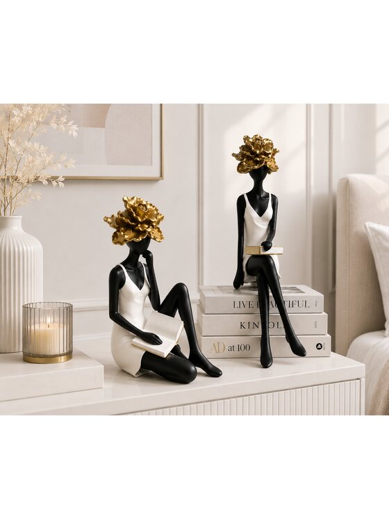 MIAhome MIAhome Figurka ceramiczna siedzącej kobiety FIOR DORA-2 Czarny