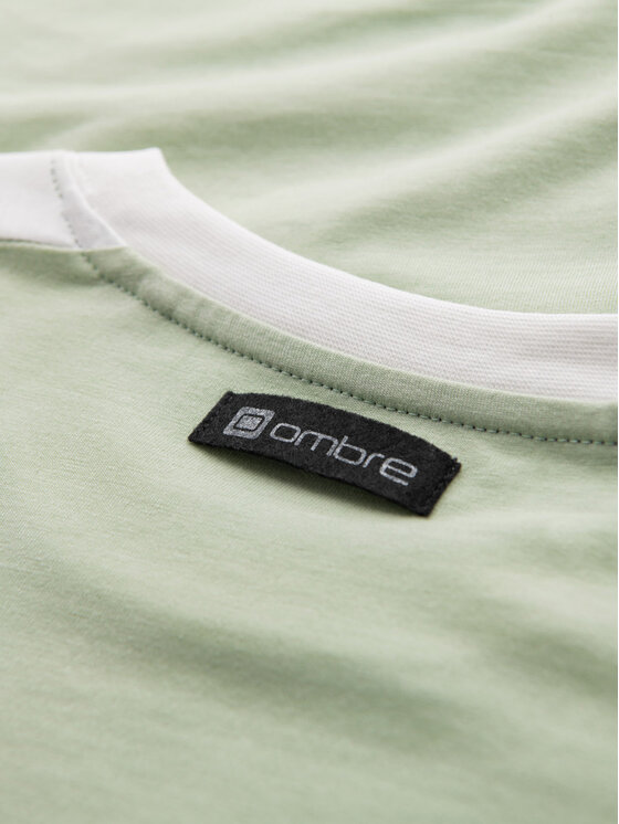 Ombre Ombre T-Shirt OM-TSCT-0115 Zielony Regular Fit