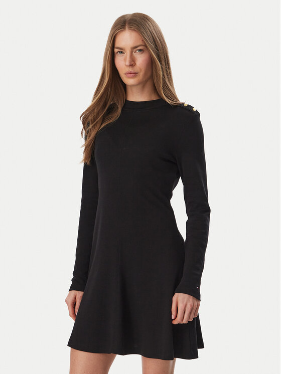Tommy Hilfiger Tommy Hilfiger Rochie de zi WW0WW51726 Negru Slim Fit