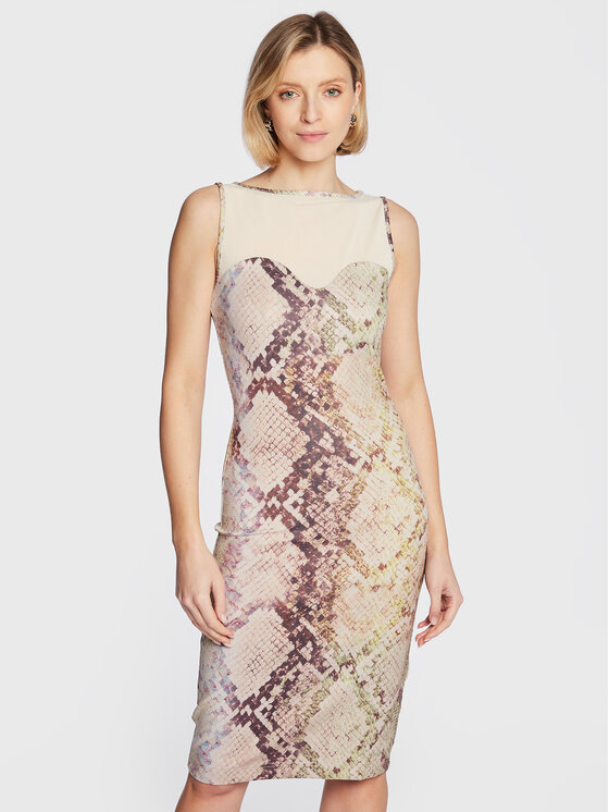 Guess Guess Cocktail obleka W3RK81 KAZS0 Pisana Slim Fit