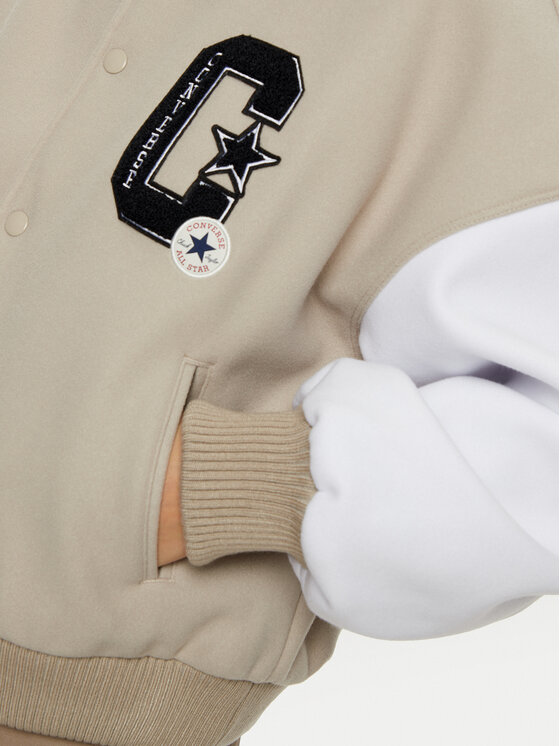 Converse Converse Μπόμπερ μπουφάν Retro Varsity 10026772-A01 Μπεζ Relaxed Fit