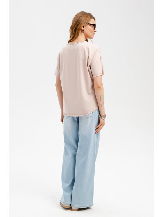 blue shadow blue shadow Bluzka Elma Beżowy Regular Fit