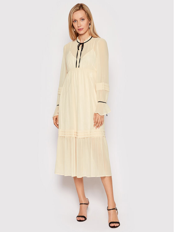 Sisley Cocktail obleka 493YLV00L Bež Regular Fit