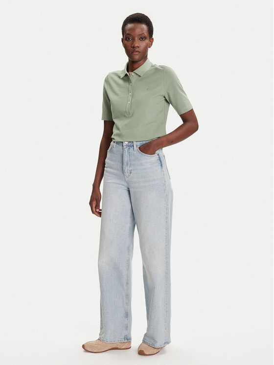 Gant Gant Тениска с яка и копчета Shield 4202231 Зелен Slim Fit