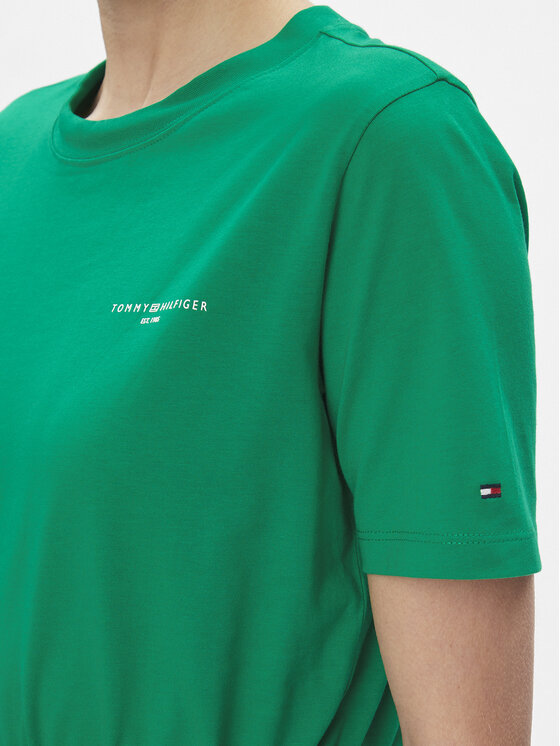 Tommy Hilfiger Tommy Hilfiger Ежедневна рокля 1985 Reg Mini Corp Tee Drss Ss WW0WW40734 Зелен Regular Fit