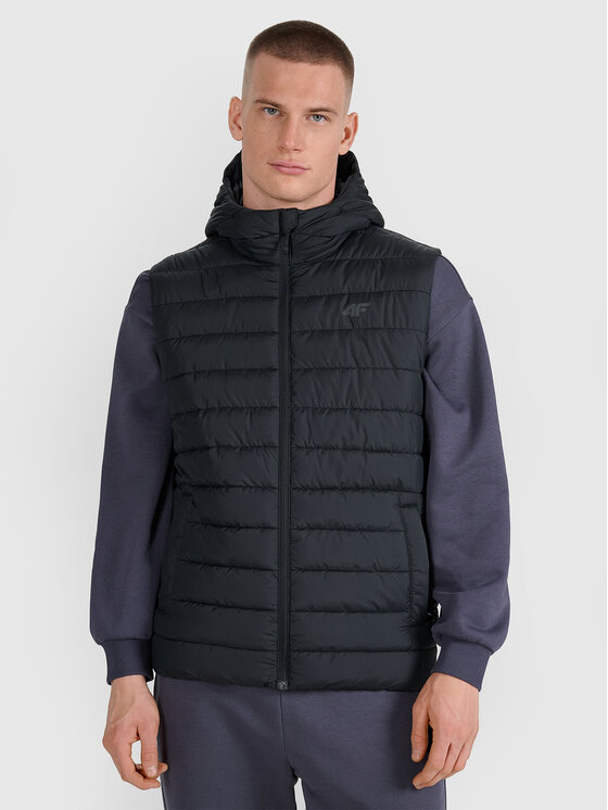 4F 4F Kamizelka MIDSHOP TEXTILE Czarny Regular Fit