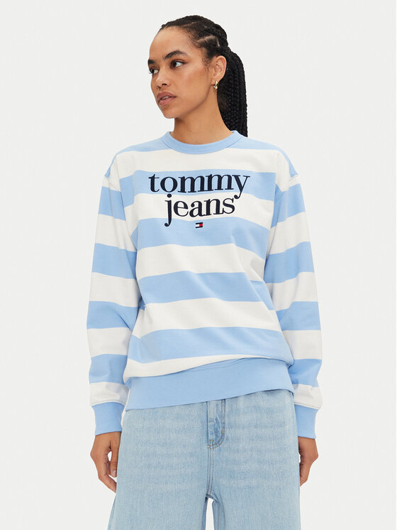 Tommy Jeans Mikina Ess Logo DW0DW19041 Modrá Relaxed Fit