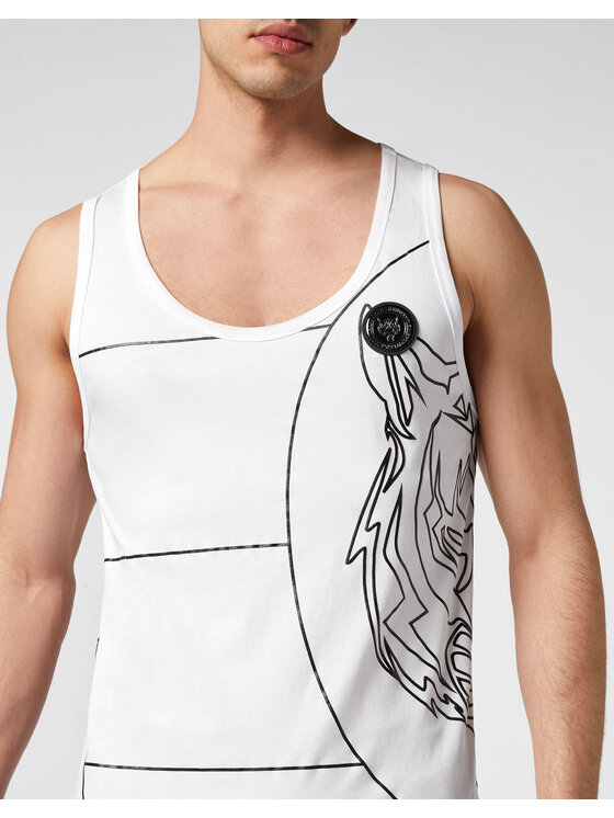 Plein Sport Plein Sport Tank top 1783 Biały Regular Fit
