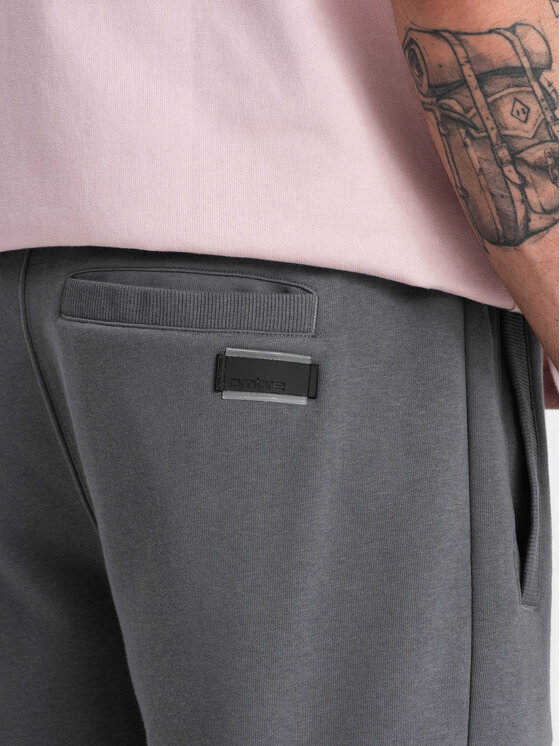 Ombre Ombre Šortky z materiálu OM-SRBS-0149 Šedá Regular Fit