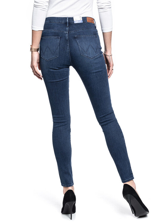 Wrangler Wrangler Jeansy HIGH SKINNY Niebieski Skinny Fit