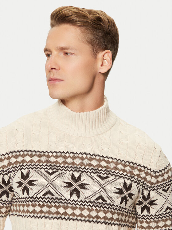 Selected Homme Selected Homme Bluză cu gât 16081554 Écru Regular Fit