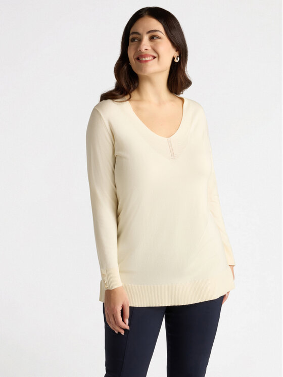 Fiorella Rubino Fiorella Rubino Sweter M408L007769N011 Biały Regular Fit
