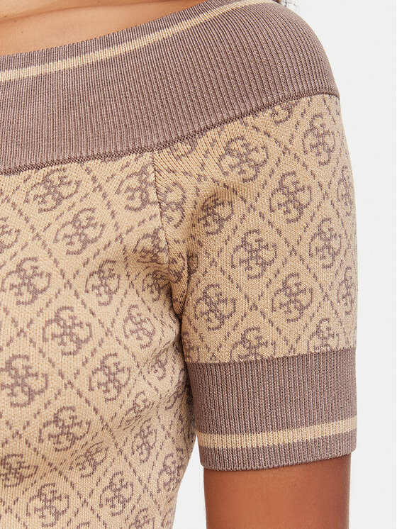Guess Guess Blúzka W6YR19 Z0962 Svetlo hnedá Slim Fit