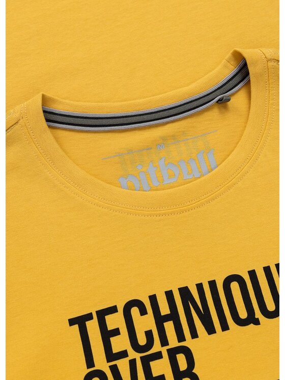 PITBULL PITBULL T-Shirt TECHNIQUE OVER STRENGHT Żółty Regular Fit
