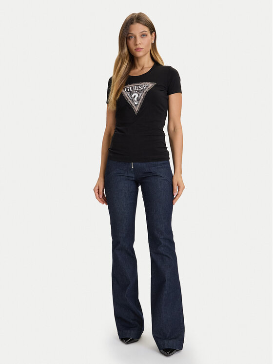 Guess Guess T-shirt W5BI15 J1314 Crna Slim Fit