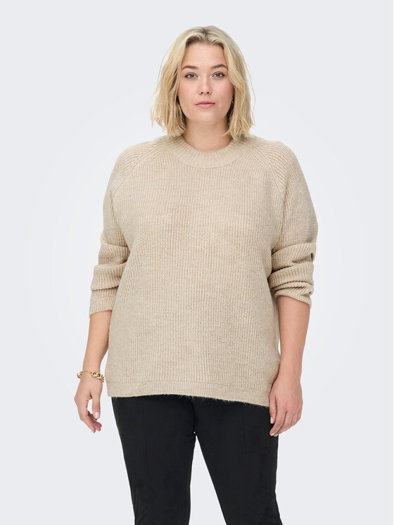 Női Sweater ONLY Carmakoma, Méret: 50_52, Bézs, 15283136